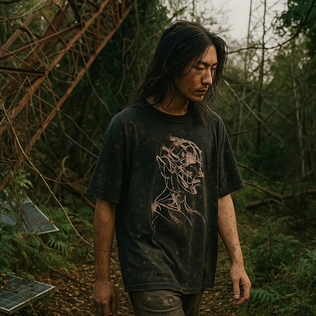 Cuerpo-Injerto — Camiseta Oversized de Hombro Caído