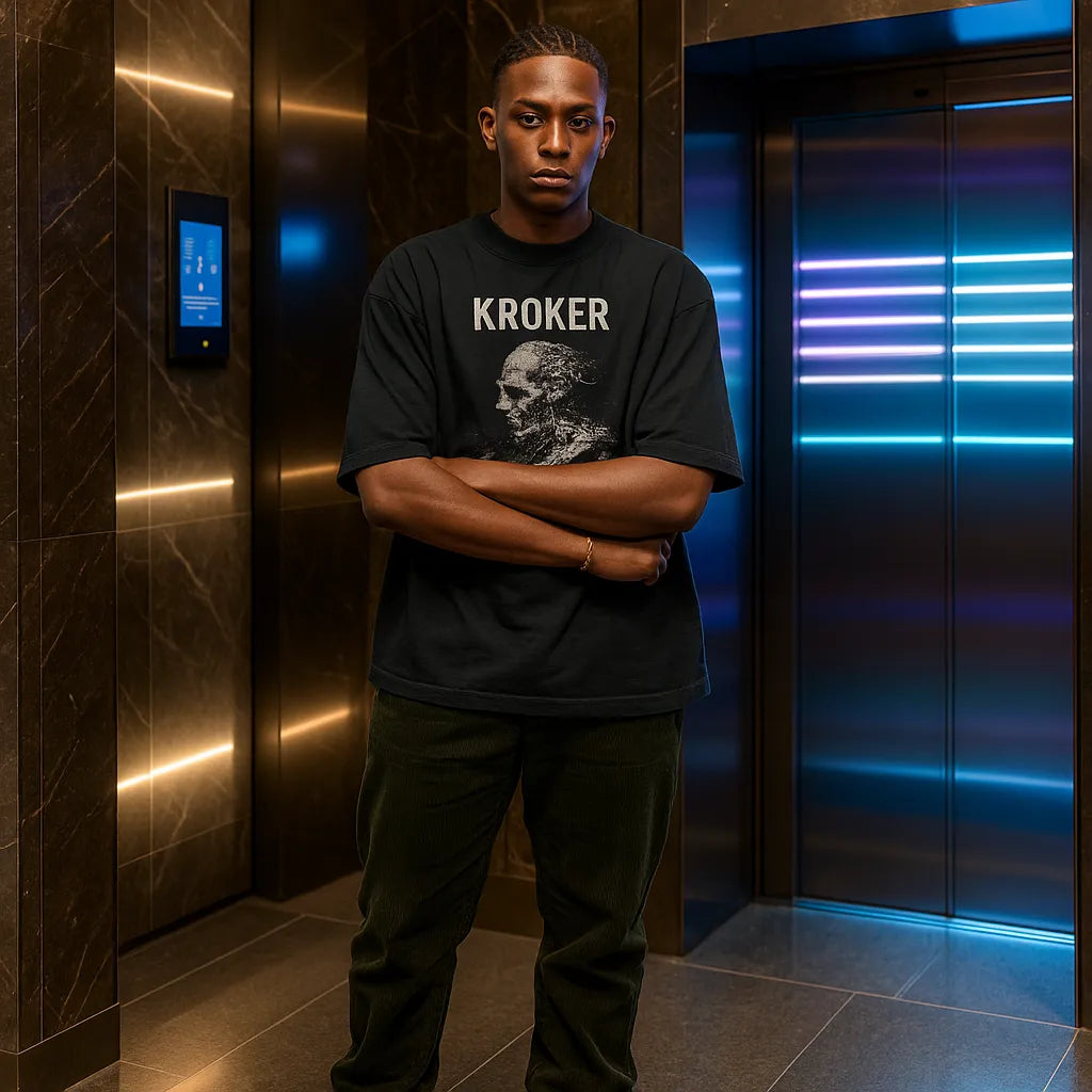 Post-Humano Terminal — Camiseta Oversized de Hombro Caído