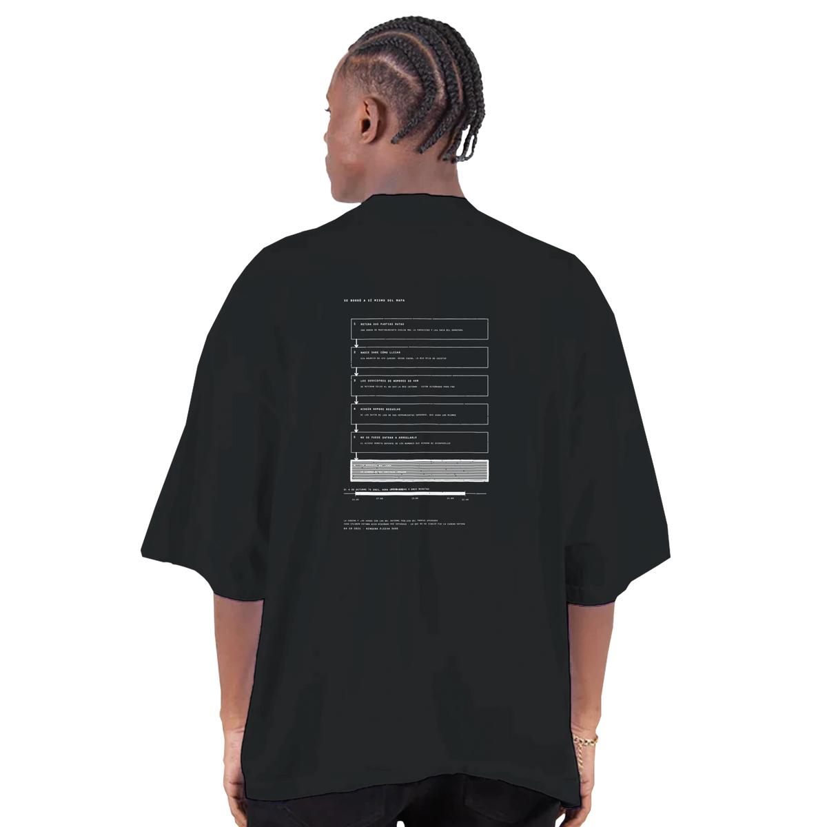 LA CADENA DE RETIRADA DE RUTAS · Se Borró a Sí Mismo del Mapa — Camiseta Oversized de Hombro Caído