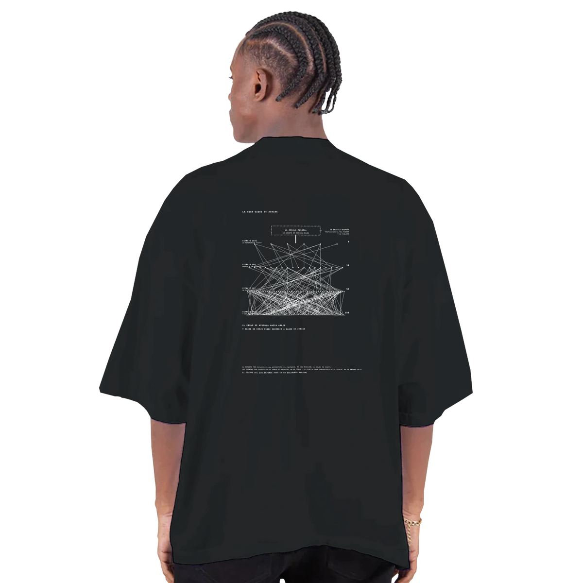 LA ESCALA DE TIEMPO · La Hora Viene de Arriba — Camiseta Oversized de Hombro Caído