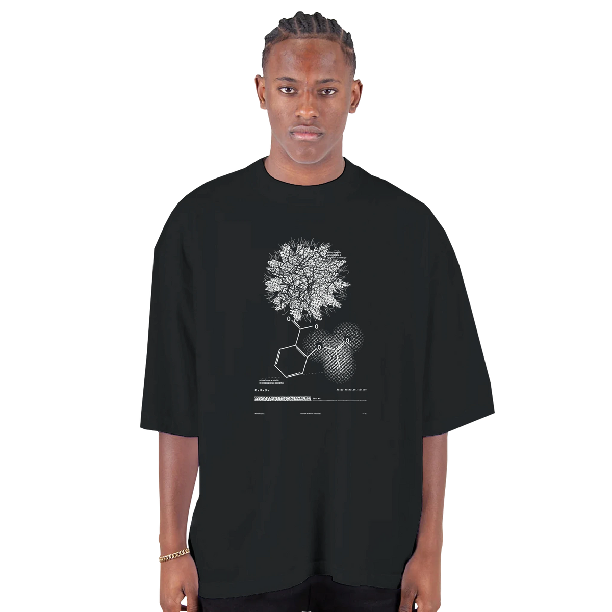ÁCIDO ACETILSALICÍLICO · Corteza de Sauce Acetilada — Camiseta Oversized de Hombro Caído
