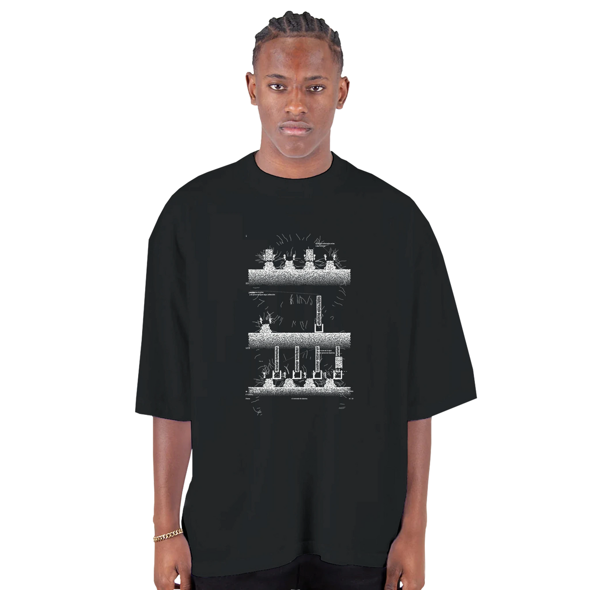 INTERFERÓN ALFA · El Mensaje de Alarma — Camiseta Oversized de Hombro Caído