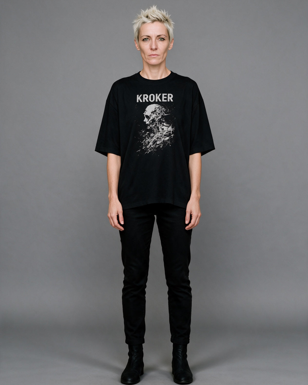 Post-Humano Terminal — Camiseta Oversized de Hombro Caído