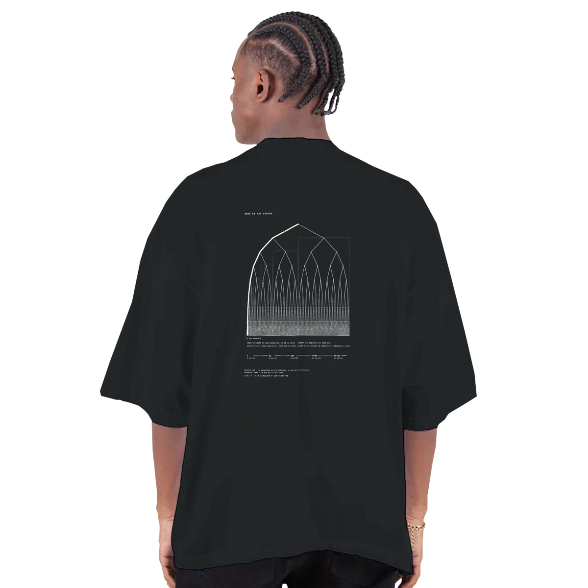 LA TABLA DISTRIBUIDA · Aquí No Hay Centro — Camiseta Oversized de Hombro Caído