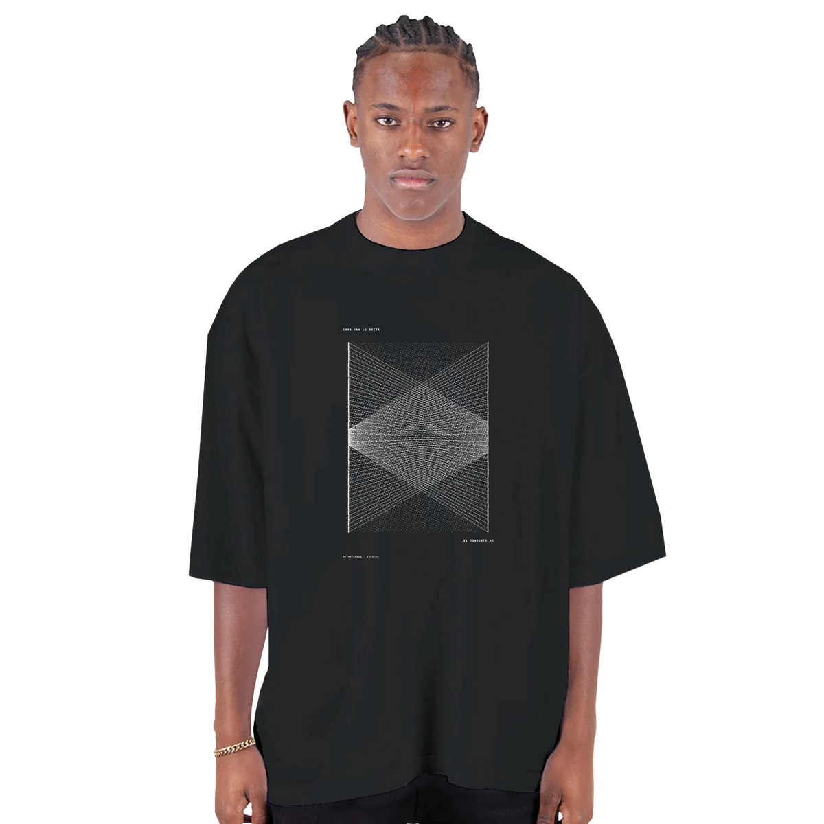 いずれも直線である — ドロップショルダー・オーバーサイズTシャツ